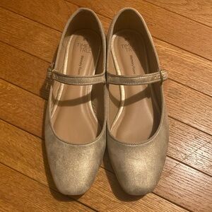 Time and Tru Metallic Gold Mary Jane Flats